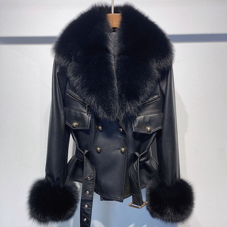 YOLOAgain Detachable Faux Fur Collar and Cuffs Genuine