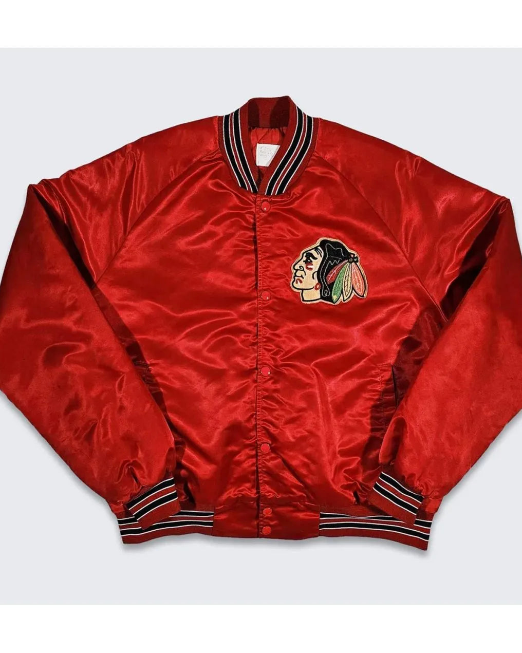 80’s Chicago Blackhawks Red Bomber Jacket