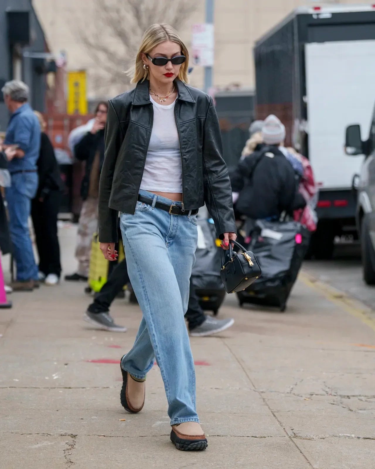 Gigi Hadid Black Leather Jacket