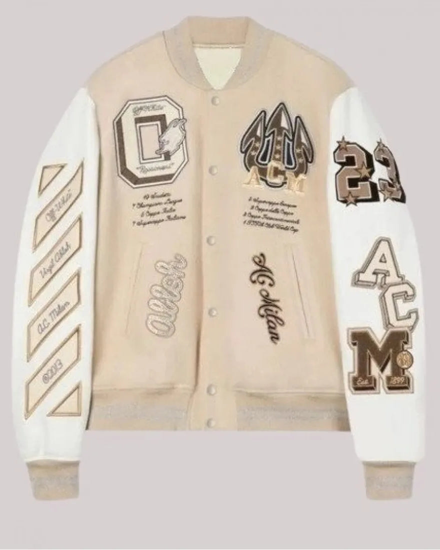 AC Milan Varsity Bomber Off White Jacket