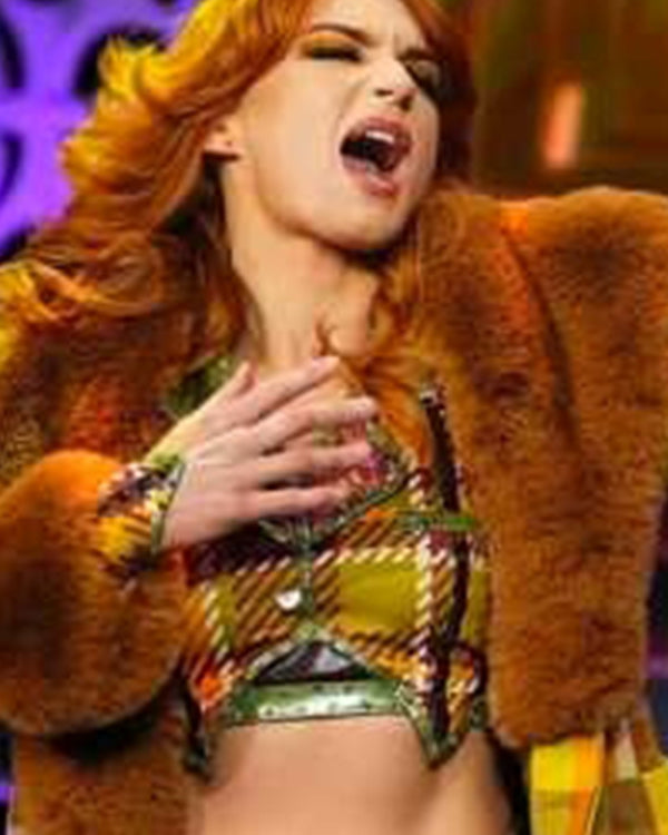 AEW Dynamite 2025 Paige Wooding Green Plaid Fur Coat