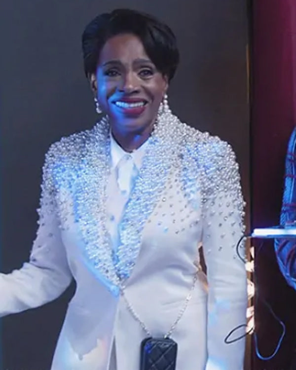 Abbott Elementary Sheryl Lee Ralph White Embellished Blazer