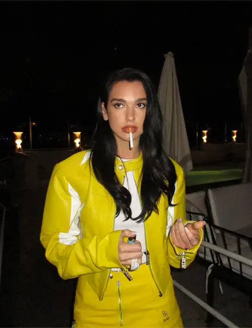 Elegant Yellow Leather Jacket