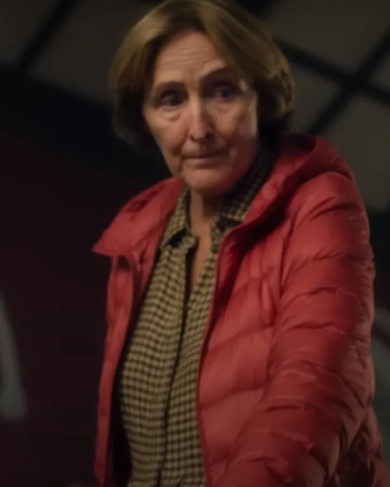 Fiona Shaw Bad Sisters S02 Red Puffer Hooded Jacket