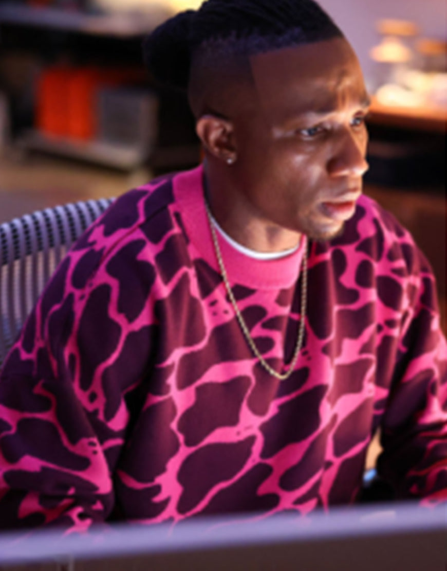 Found S02 Arlen Escarpeta Pink Leopard Sweater