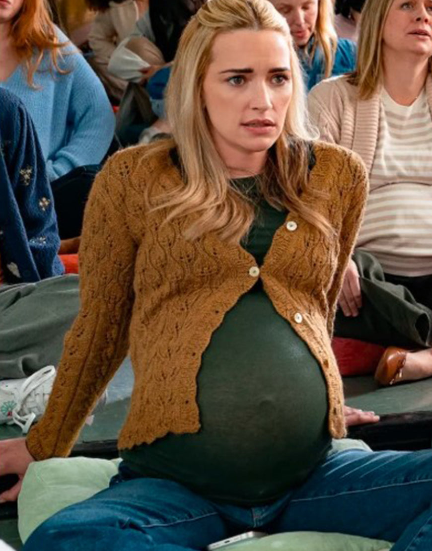 Kinda Pregnant 2025 Brianne Howey Brown Cardigan