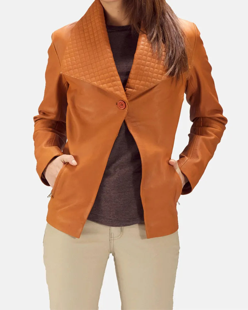 Women's Brown Leather Blazer
