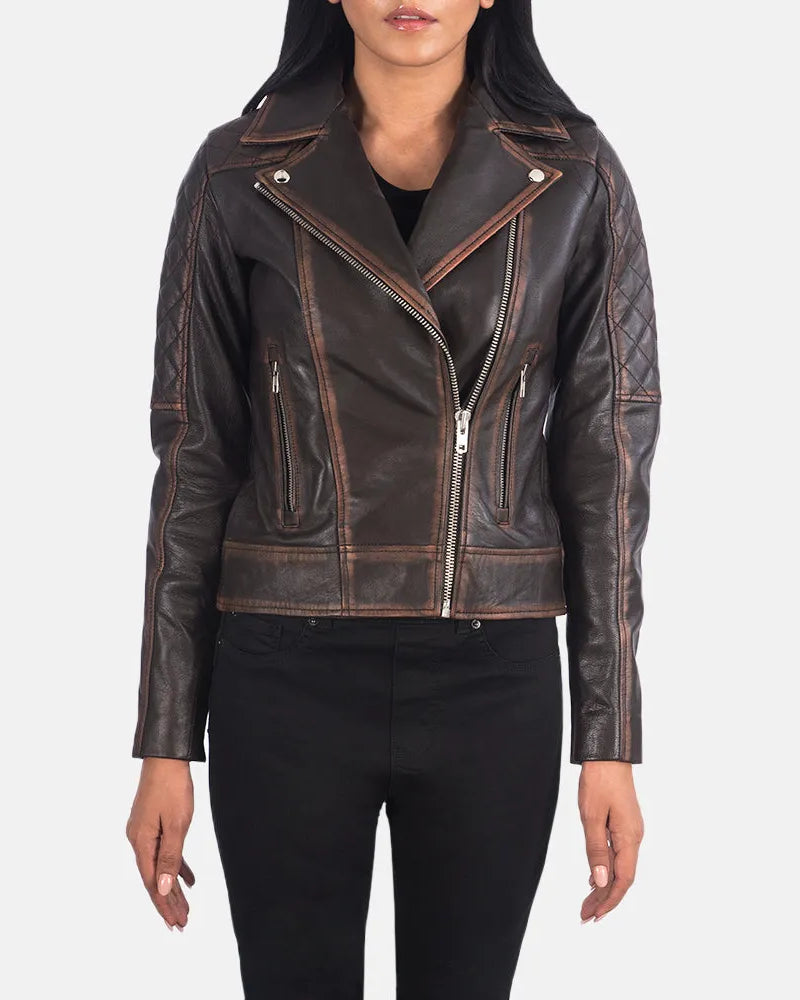 Vintage Brown Leather Racer Jacket