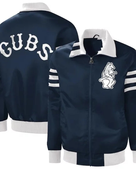 Men’s Chicago Cubs Navy The Captain Iii Full-zip Varsity Jacket