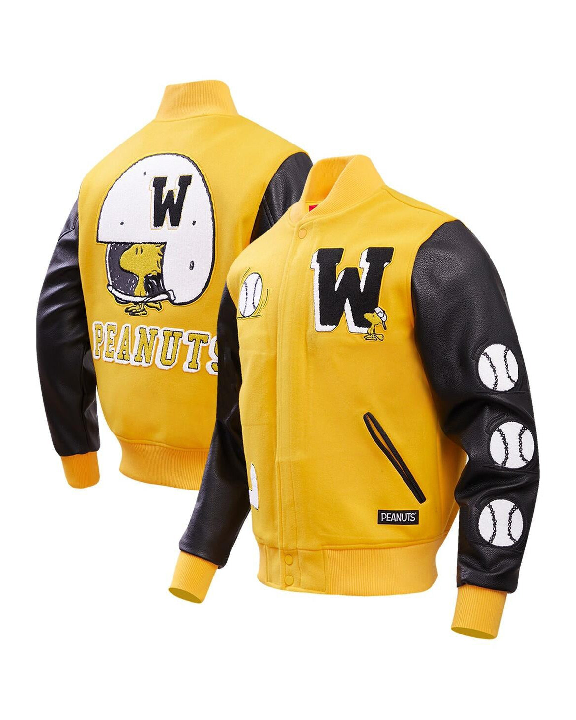 Men’s Yellow Peanuts Woodstock Sports Full-zip Varsity Jacket