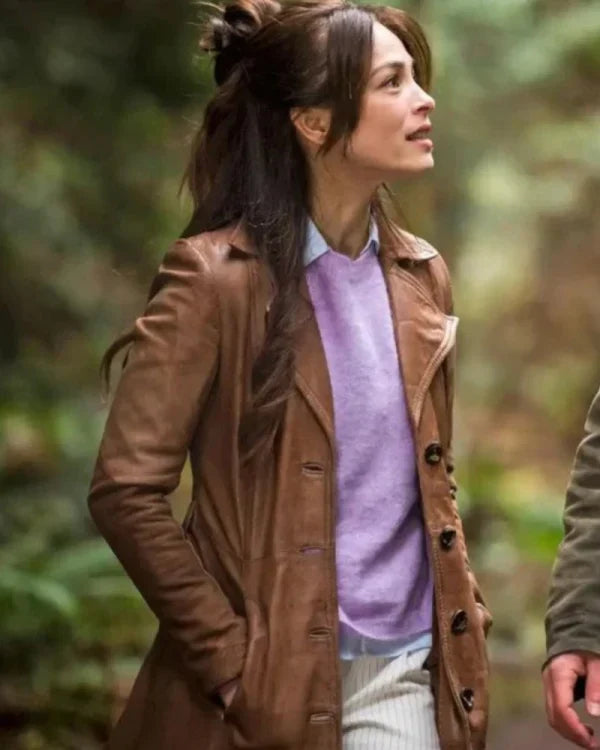 Murder In A Small Town 2024 Kristin Kreuk Leather Coat