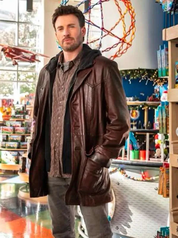 Chris Evans Red One Brown Leather Jacket