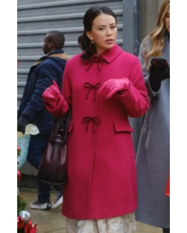 Sugarplummed 2024 Janel Parrish Pink Bow Coat