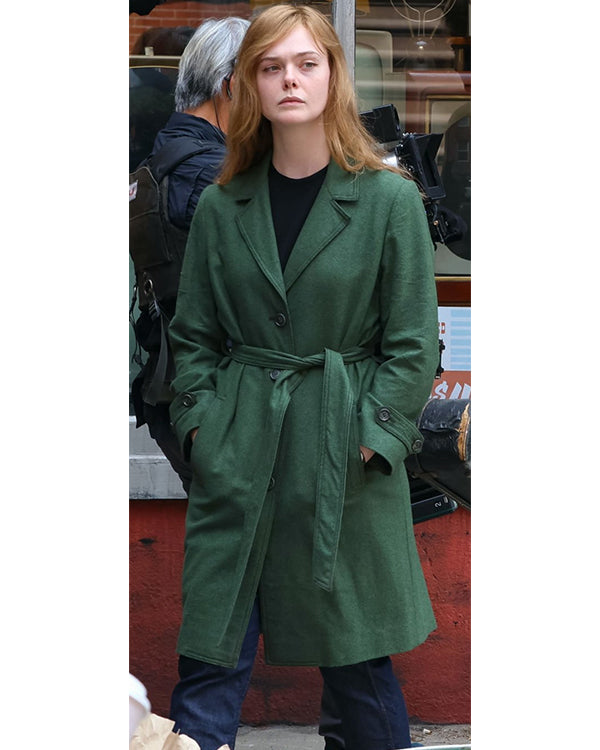 A Complete Unknown 2024 Elle Fanning Green Coat