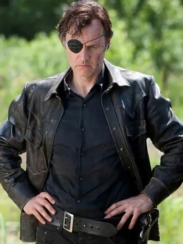 David Morrissey The Walking Dead Black Leather Jacket
