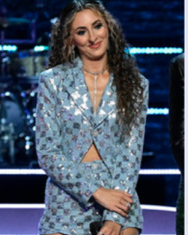The Voice S27 Angie Rey Denim & Metallic Checkered Jacket
