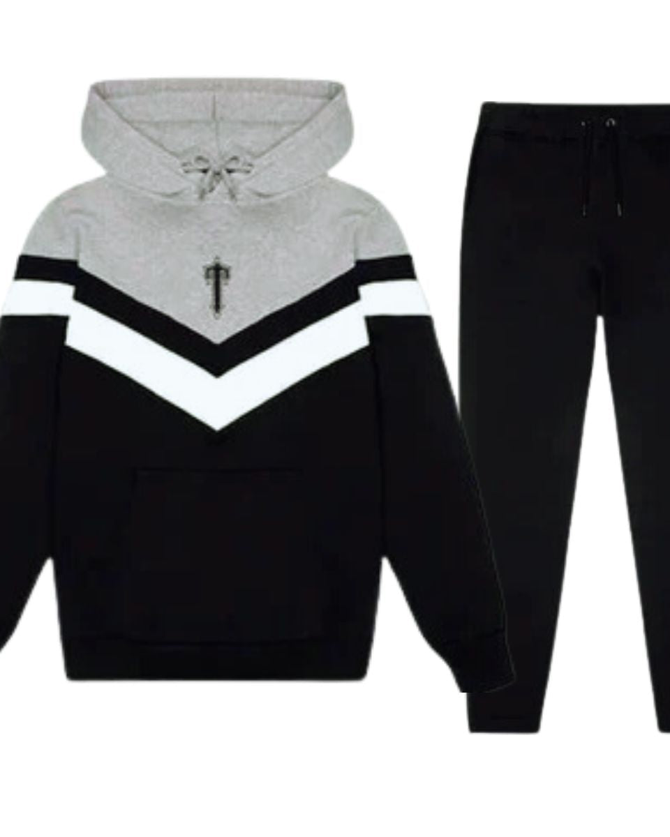 Trapstar V Stripe Hoodie Tracksuits Grey / White / Black