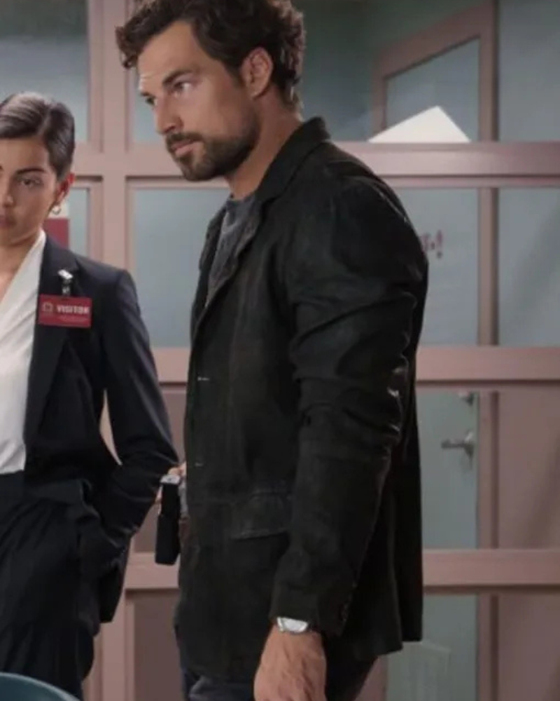 Wild Cards 2024 Cole Ellis Black Leather Blazer Jacket