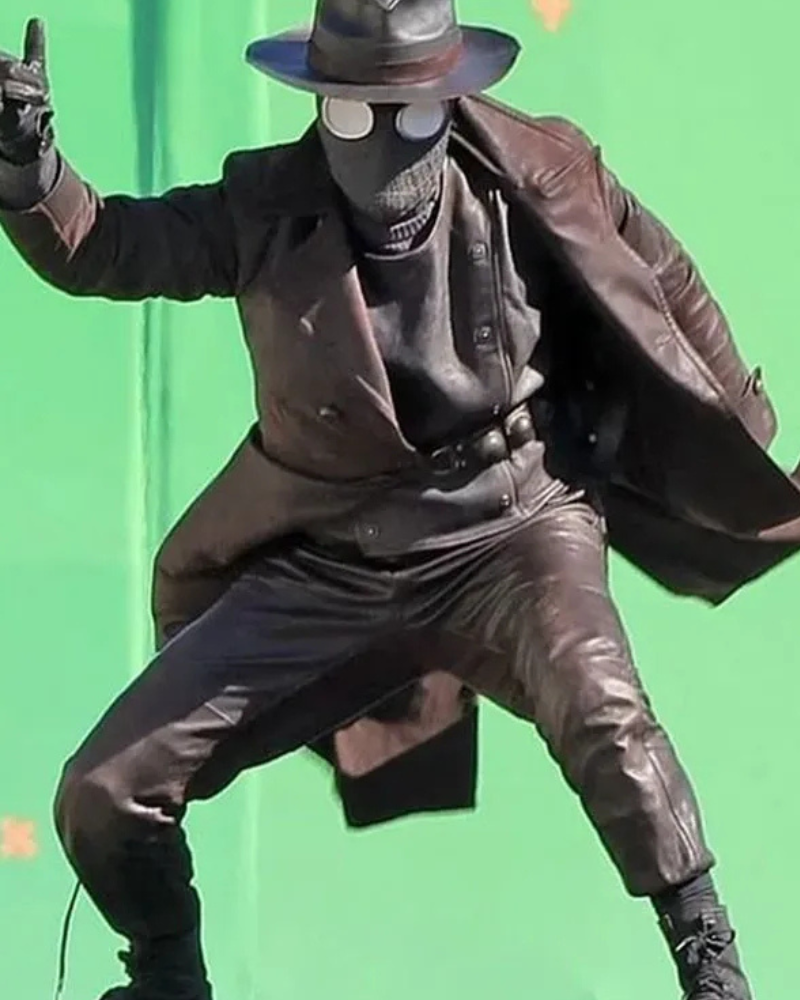 Spider Noir S01 Nicolas Cage Brown Leather Trench Coat