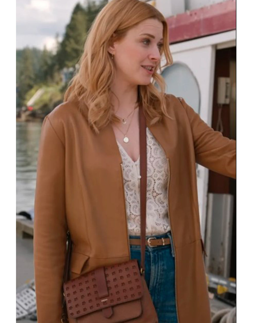 Virgin River S06 Alexandra Breckenridge Brown Leather Coat