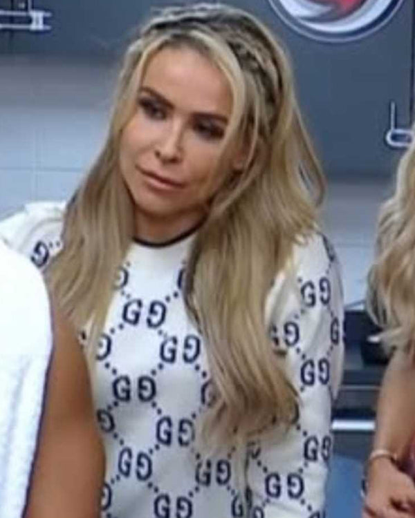 WWE Raw 2025 Nattie Neidhart Monogram White Knit Sweater