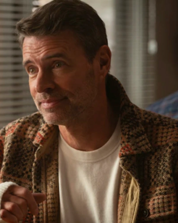 Will Trent S03 Scott Foley Brown Printed Shirt Jacket