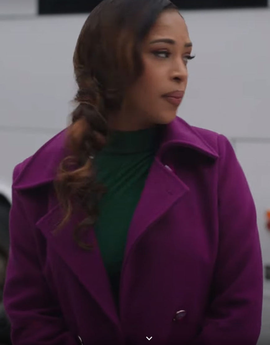 A Christmas Serenade 2023 Skye Townsend Purple Trench Coat