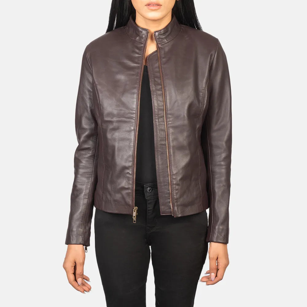 Women Leather Jackets in Maroon