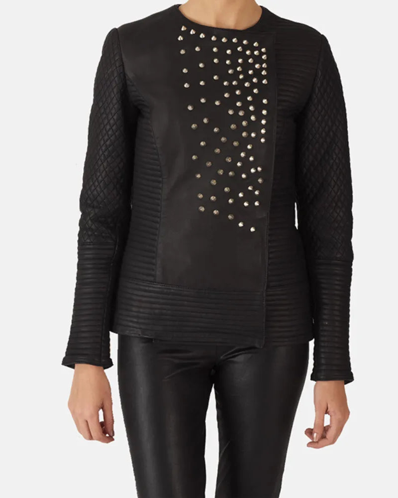 Women's Black Leather Jacket - Sheepskin Leather