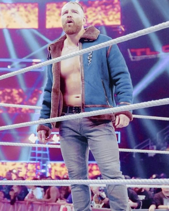 WWE Dean Ambrose Blue And Brown Shearling Jacket