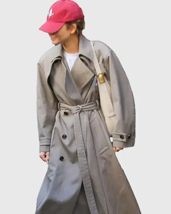 Zendaya Grey Cotton Trench Coat