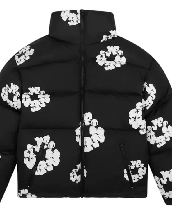 Denim Tears Cotton Wreath Puffer Down Jacket Black