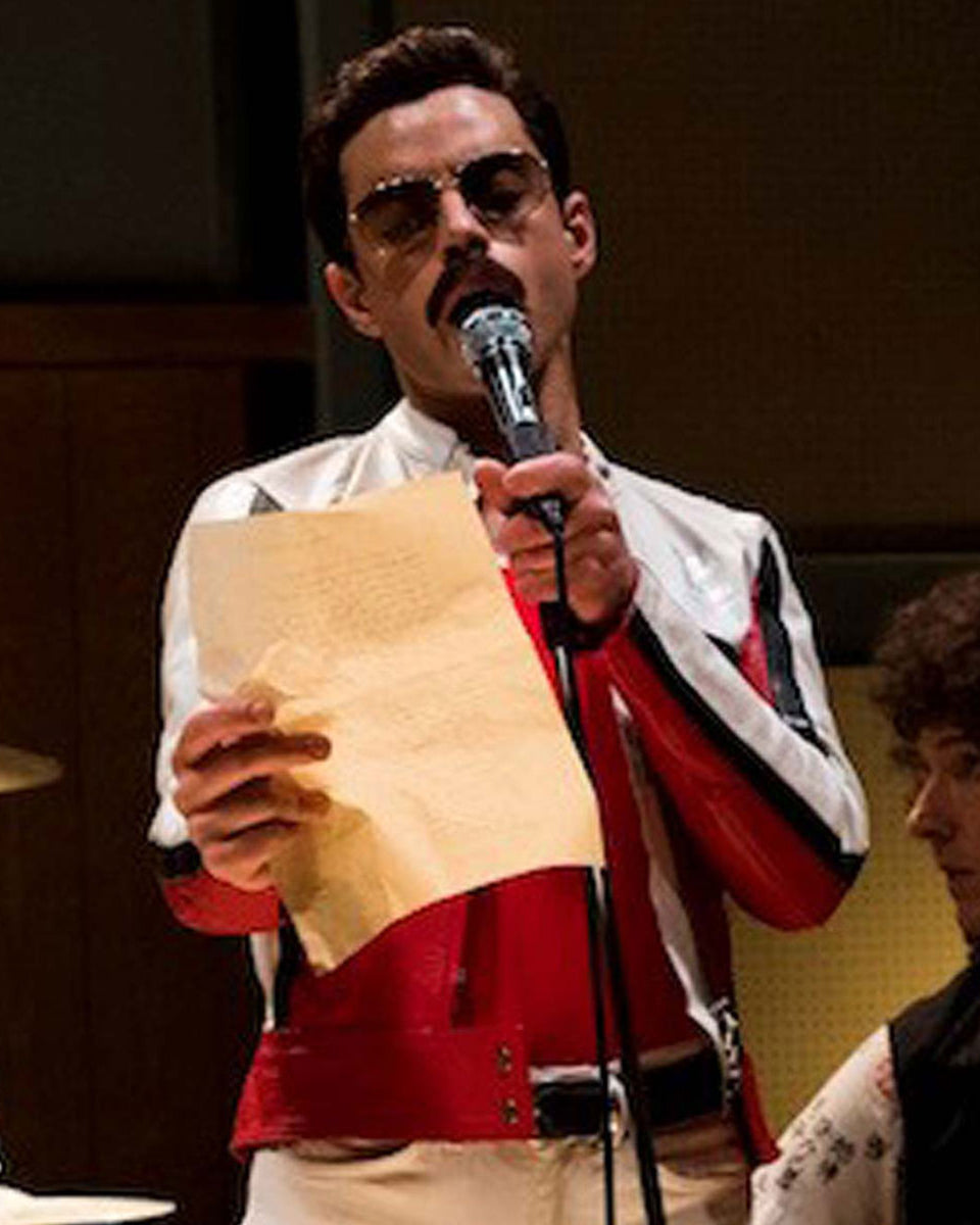 Bohemian Rhapsody Freddie Mercury Red and White Leather Jacket