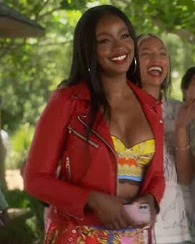 Grown-Ish Justine Skye Red Biker Leather Jacket