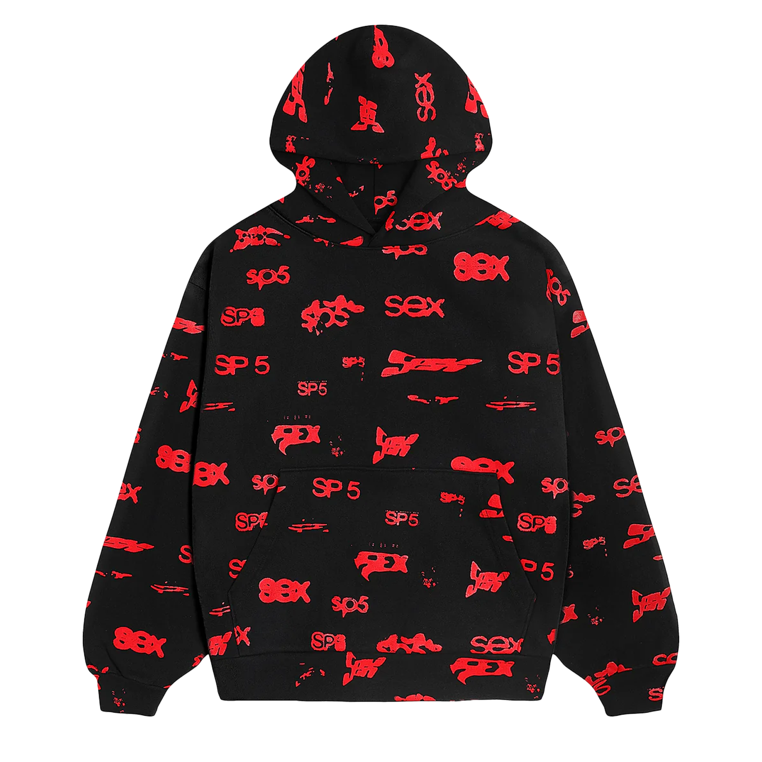 Sp5der Worldwide SEX AOP Sweatshirt Black Red