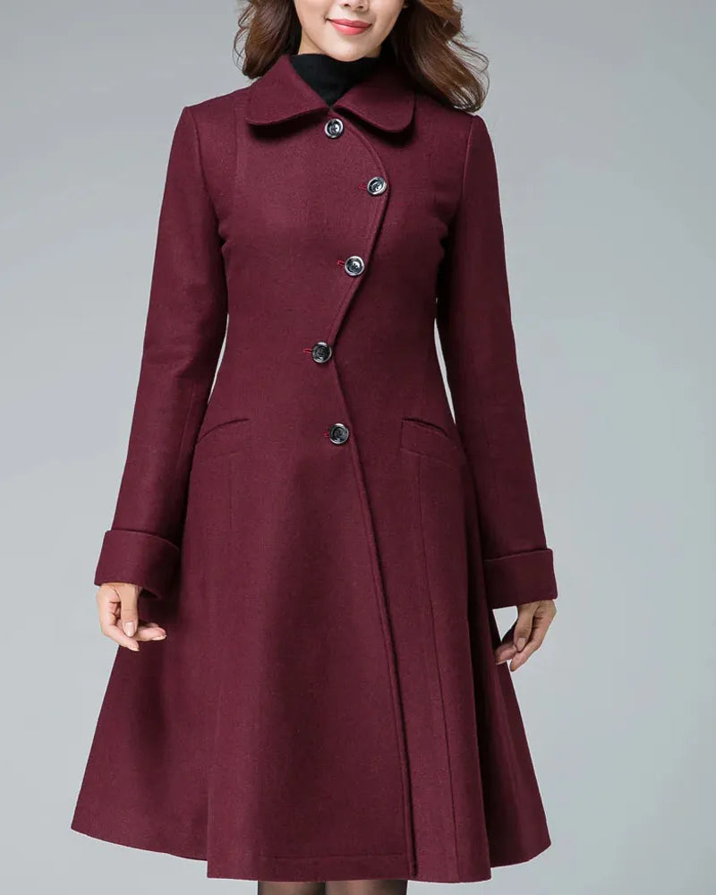 Women’s Designer Retro Maroon Coat