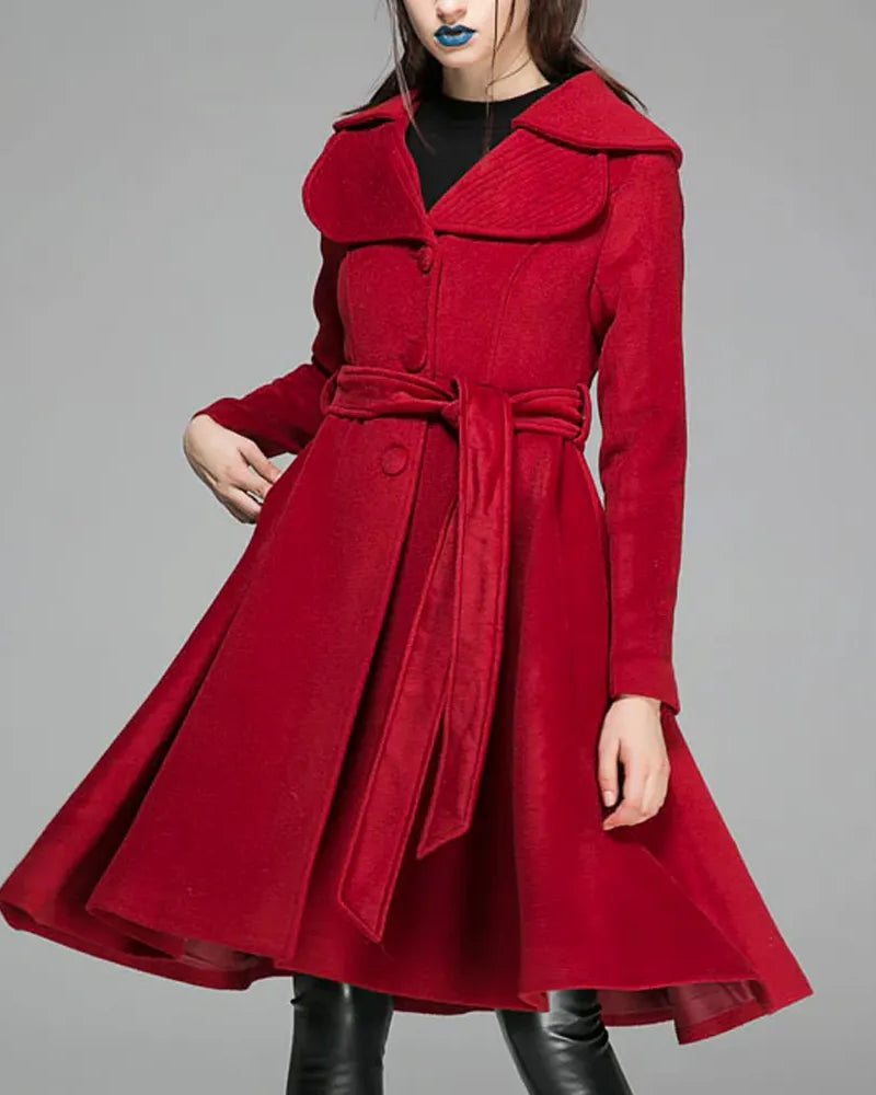 Women’s Feminine Swing Fit and Flare Wool Coat